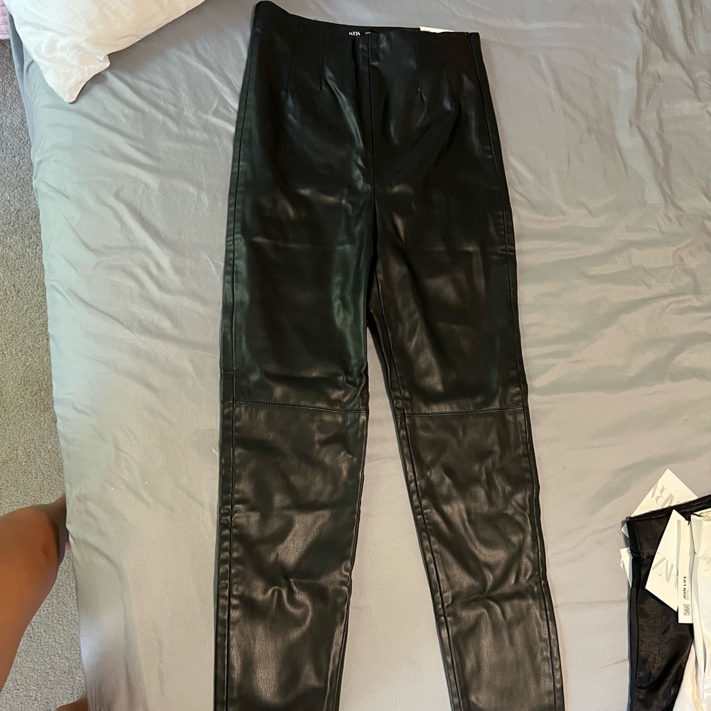 Zara Leather High Rise Leggings
